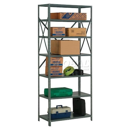 Global Industrial 7 Shelf, 18 Ga Open Steel Shelving Unit, 36inW x 18inD x 85inH, Gray 562207A